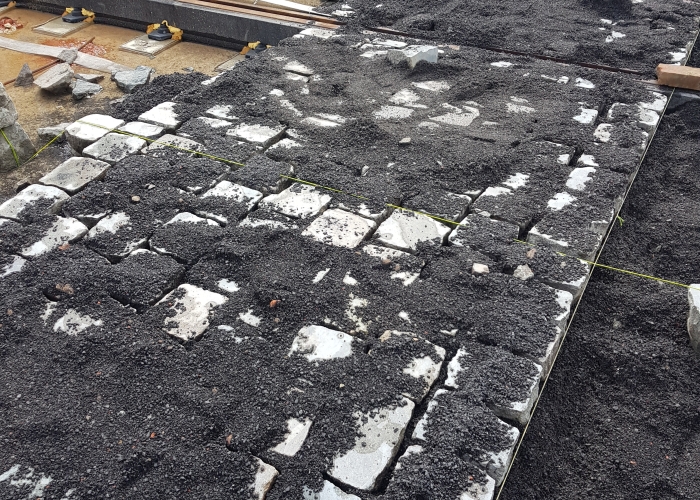 Antwerpen Leien gezaagde vierkante porfier in porfiersplit